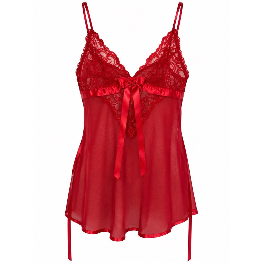Unforgettable Red Sheer Lace Babydoll Chemise Medium Coquette Lingerie Y2K Sexy